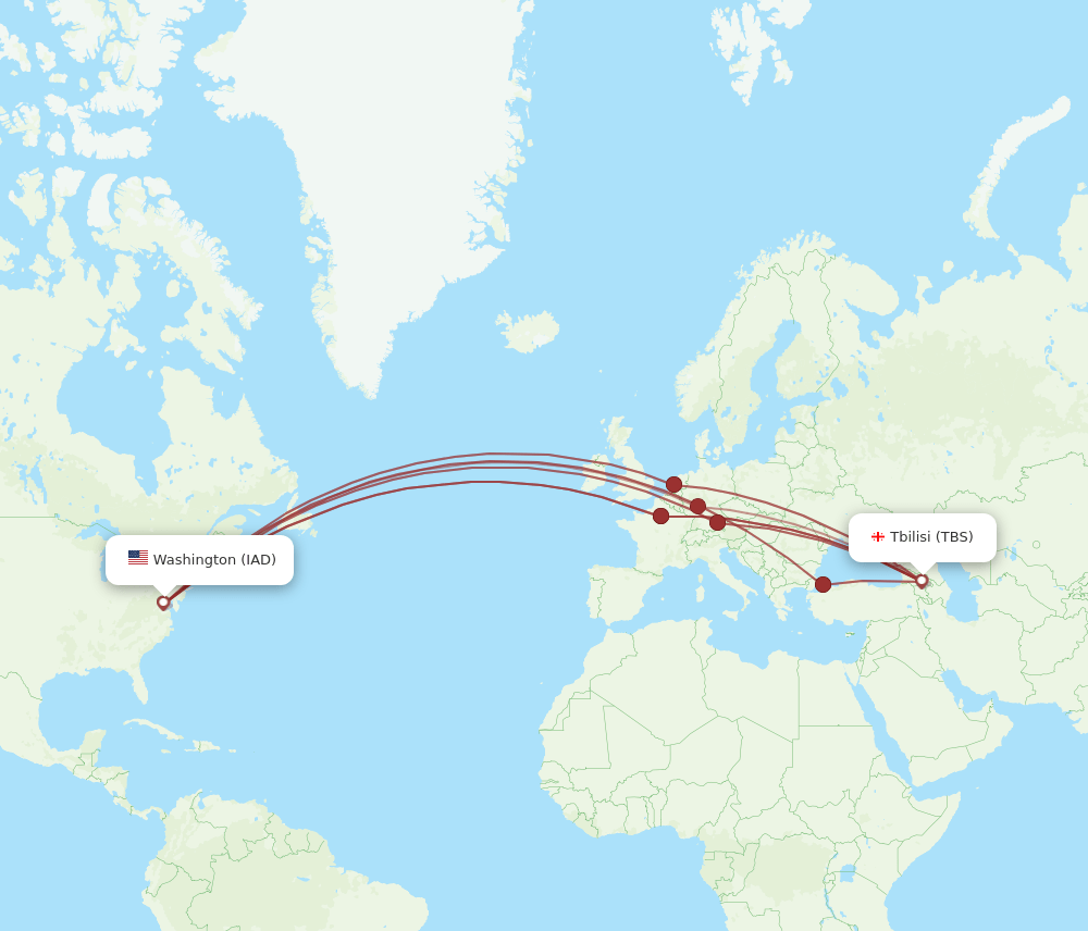 TBS-IAD flight routes