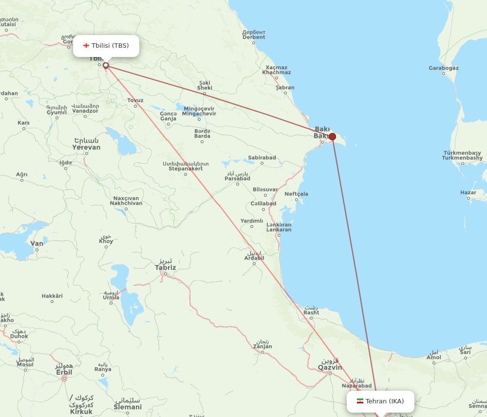 TBS to IKA flights and routes map