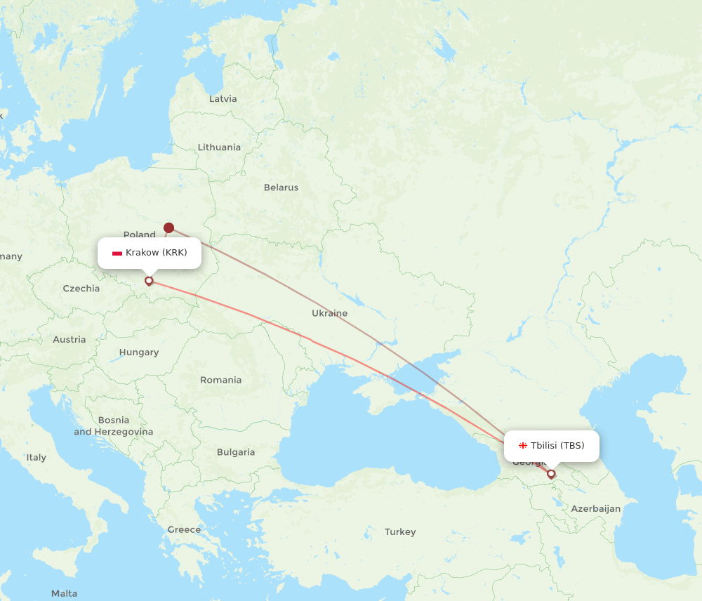 TBS-KRK flight routes