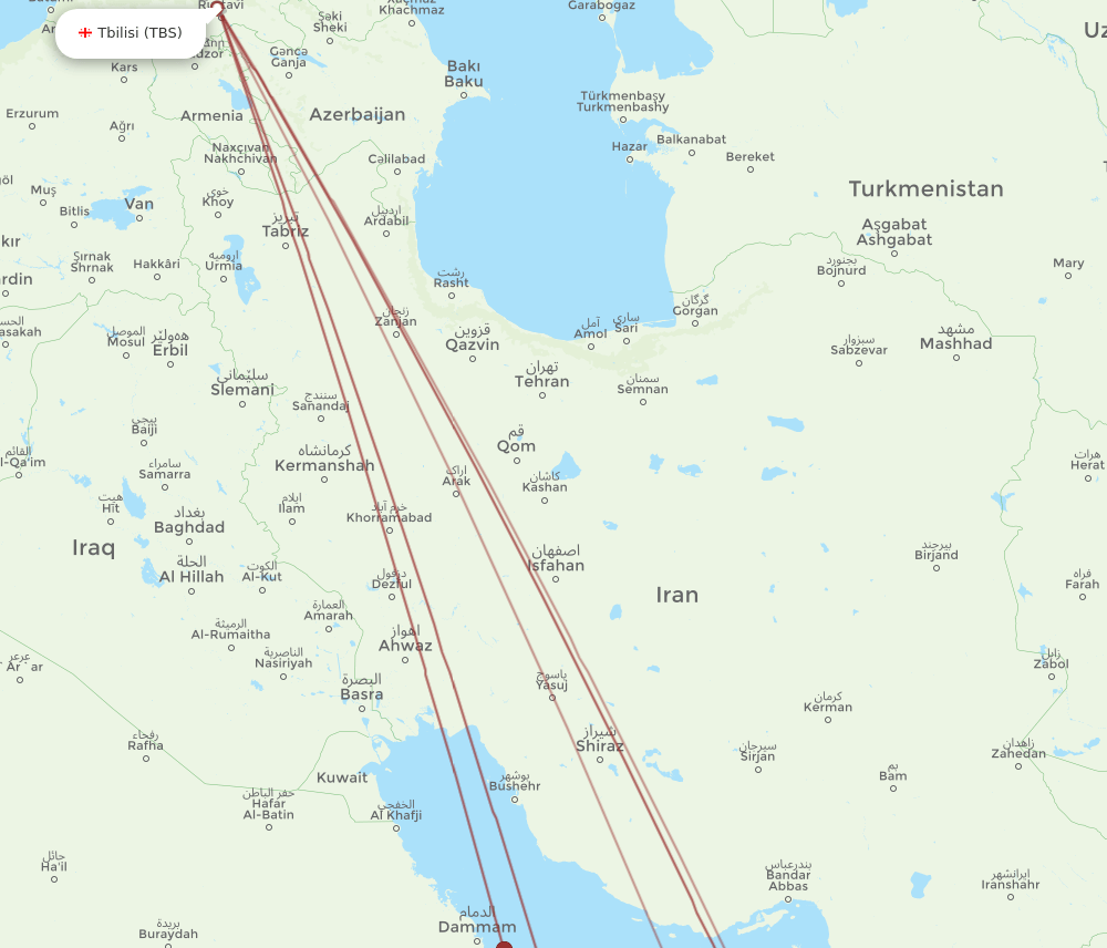 TBS to MCT flights and routes map