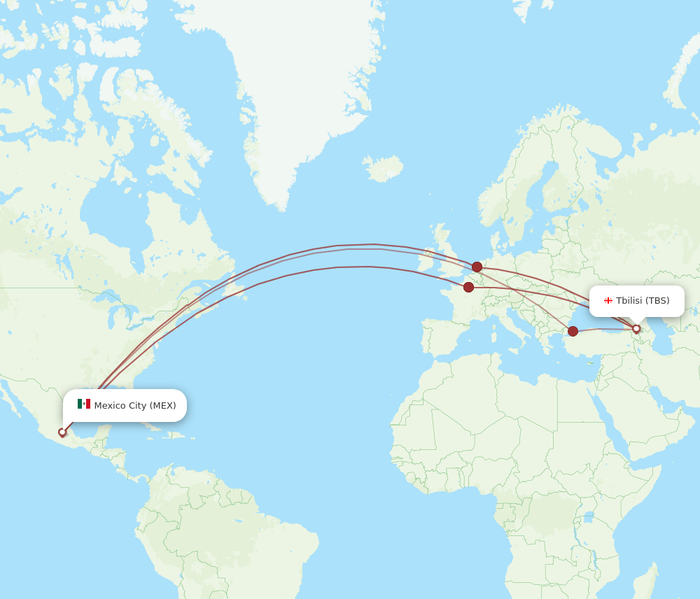 TBS-MEX flight routes