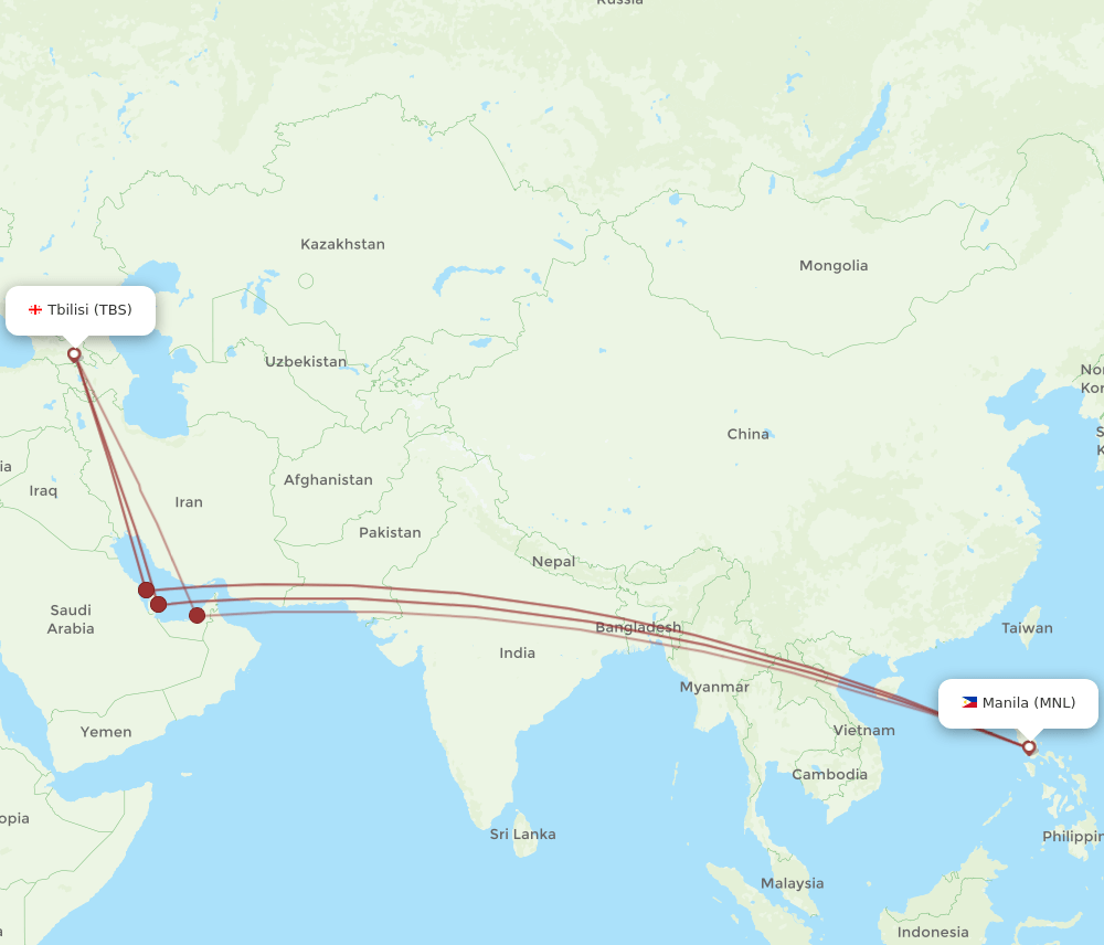 TBS-MNL flight routes