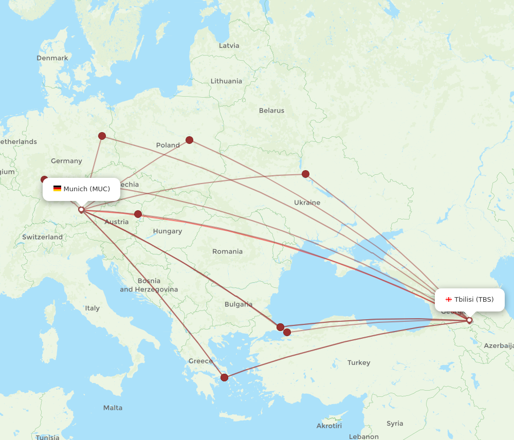 TBS to MUC flights and routes map
