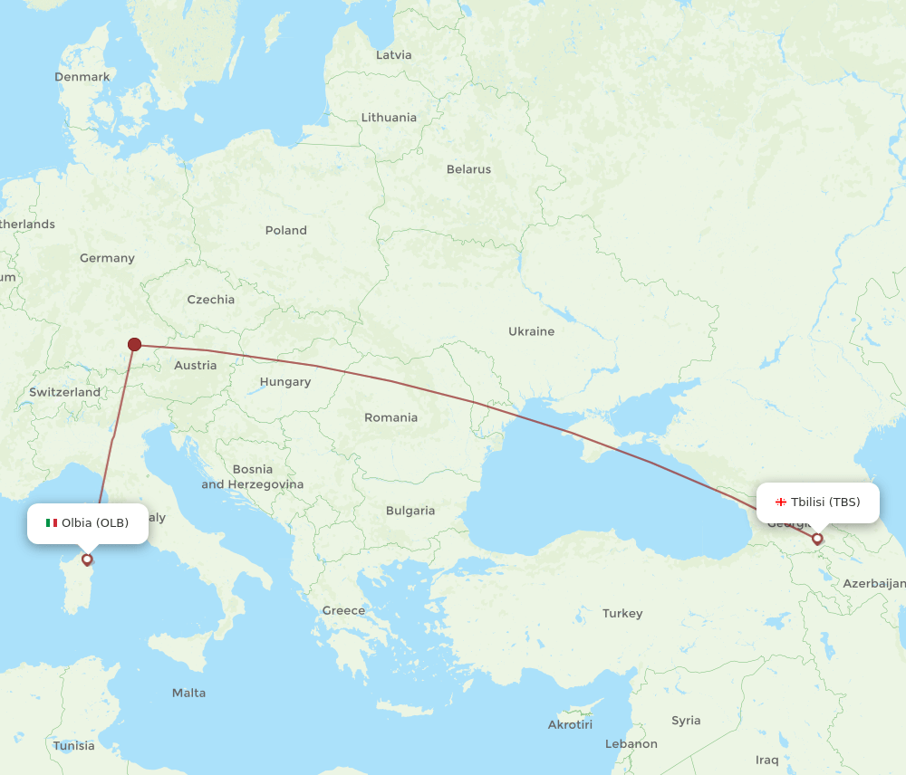 TBS to OLB flights and routes map