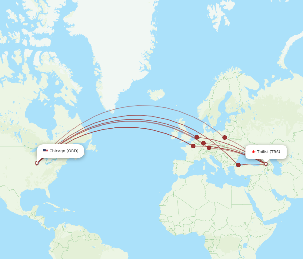 TBS-ORD flight routes