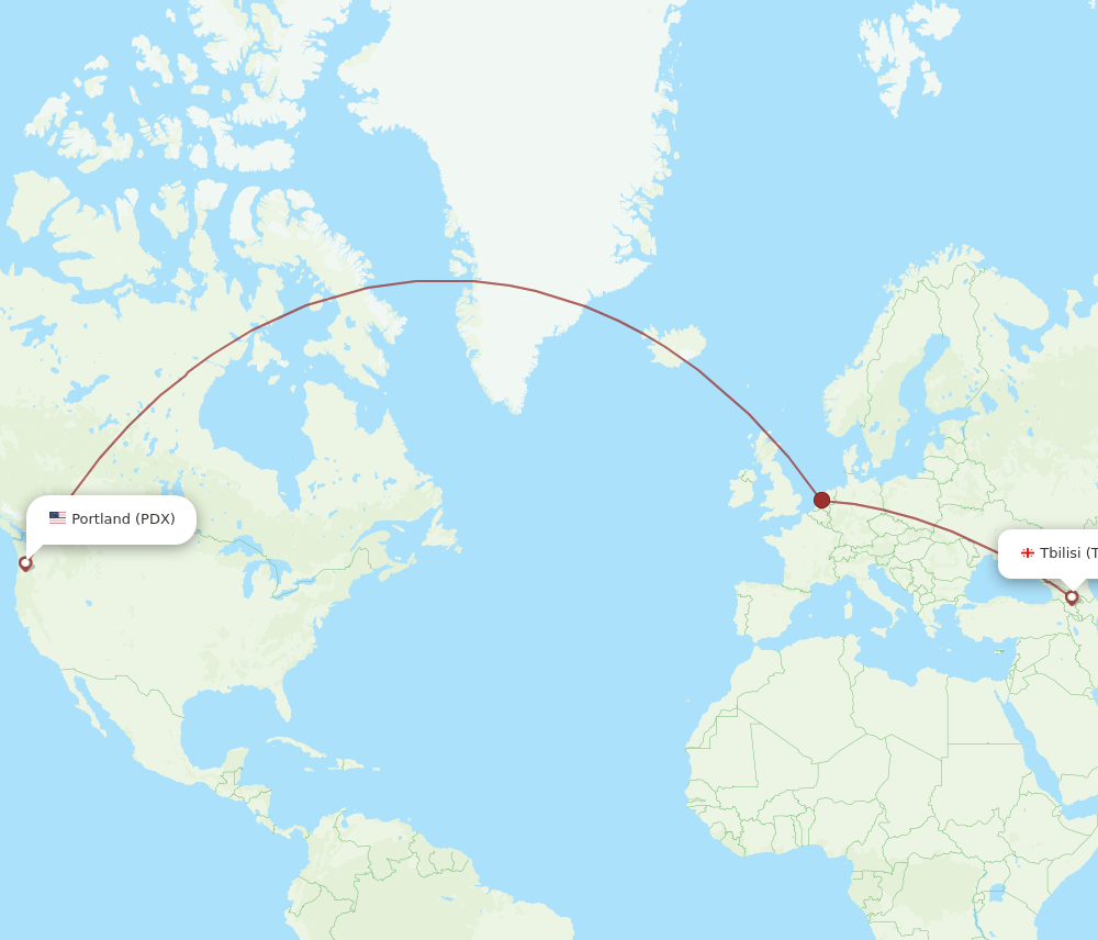 PDX to TBS flights and routes map