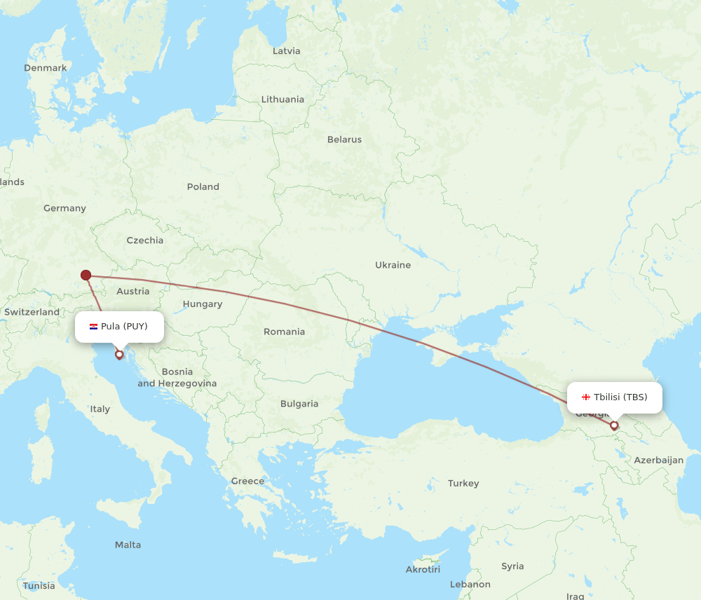 TBS to PUY flights and routes map