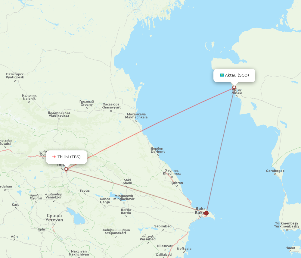 TBS to SCO flights and routes map