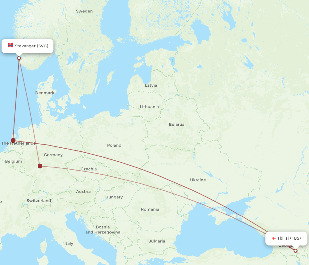 TBS-SVG flight routes