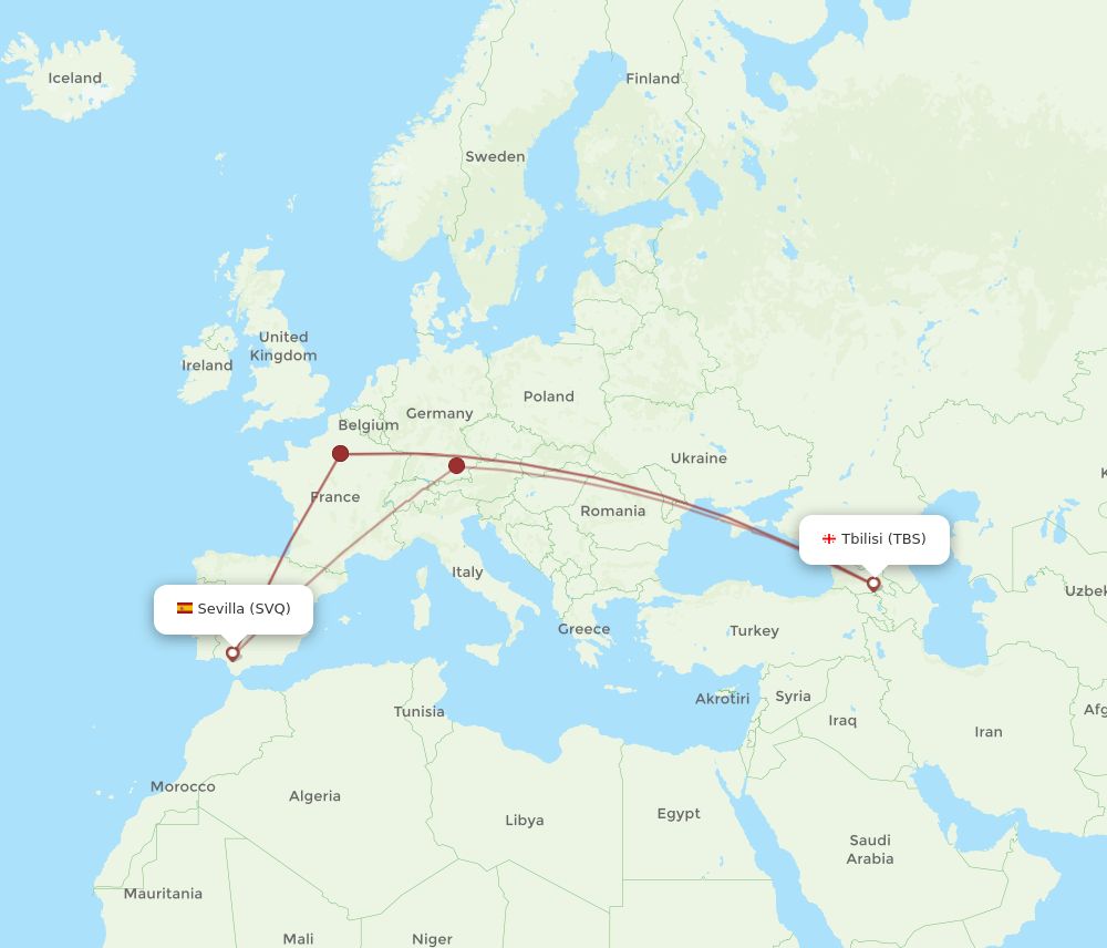 TBS to SVQ flights and routes map