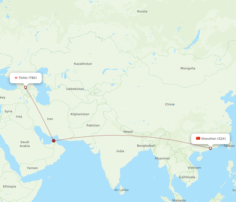 TBS-SZX flight routes