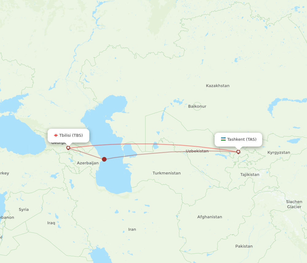 TBS to TAS flights and routes map