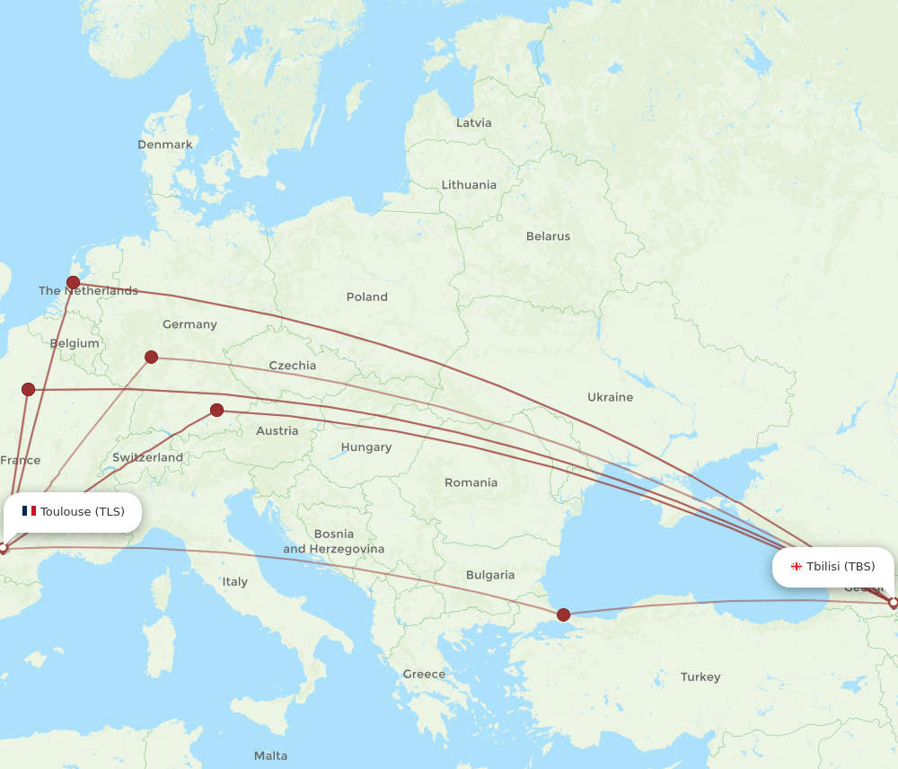 TBS to TLS flights and routes map