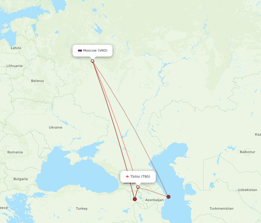 TBS to VKO flights and routes map