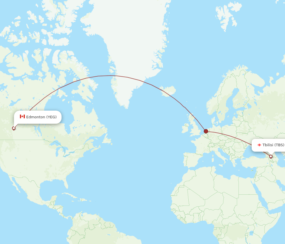 TBS to YEG flights and routes map