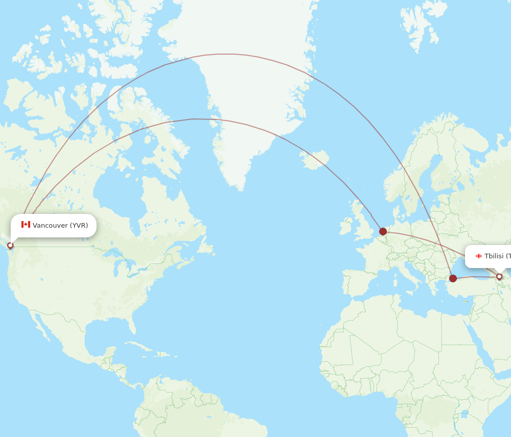 TBS-YVR flight routes