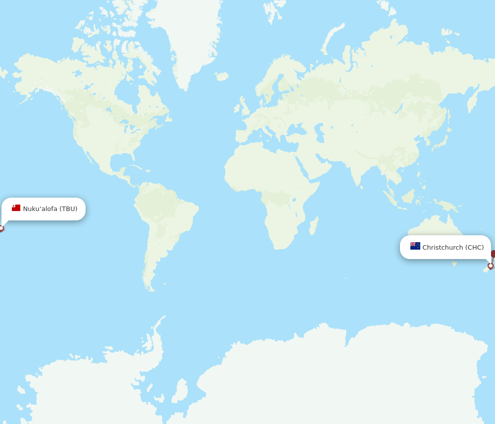 TBU-CHC flight routes