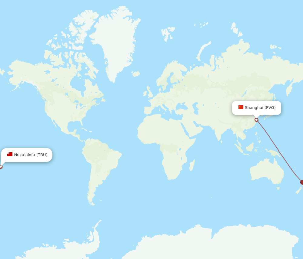 TBU-PVG flight routes