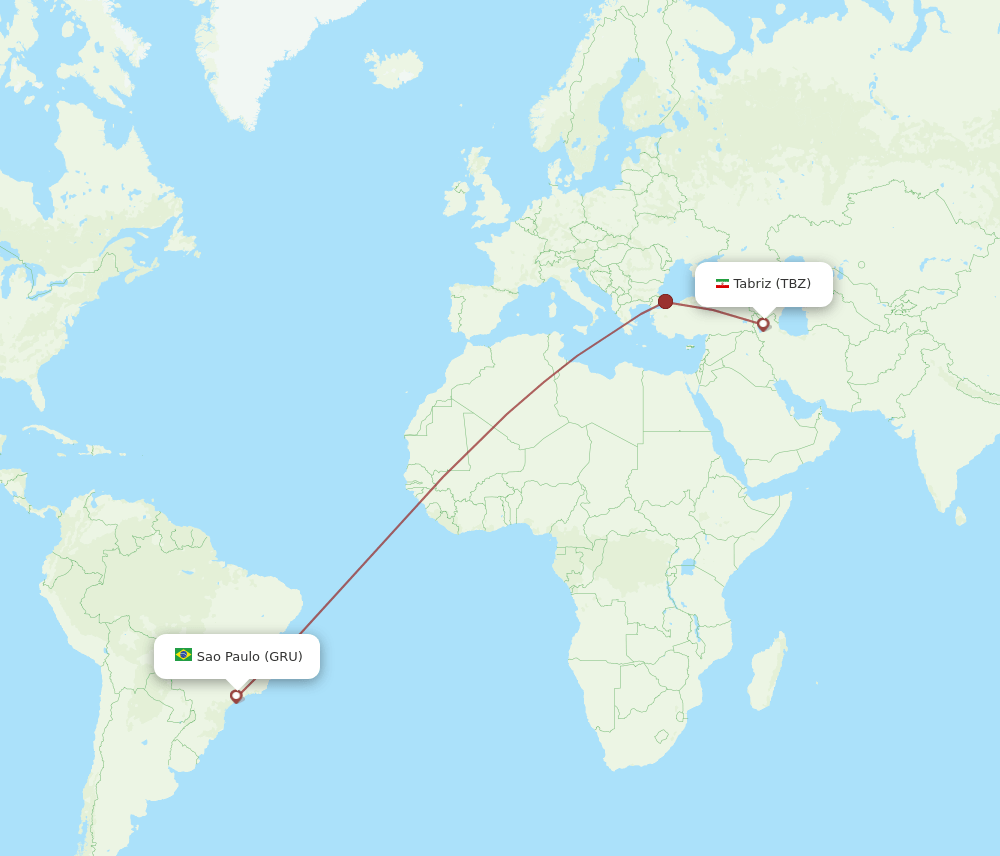 TBZ-GRU flight routes