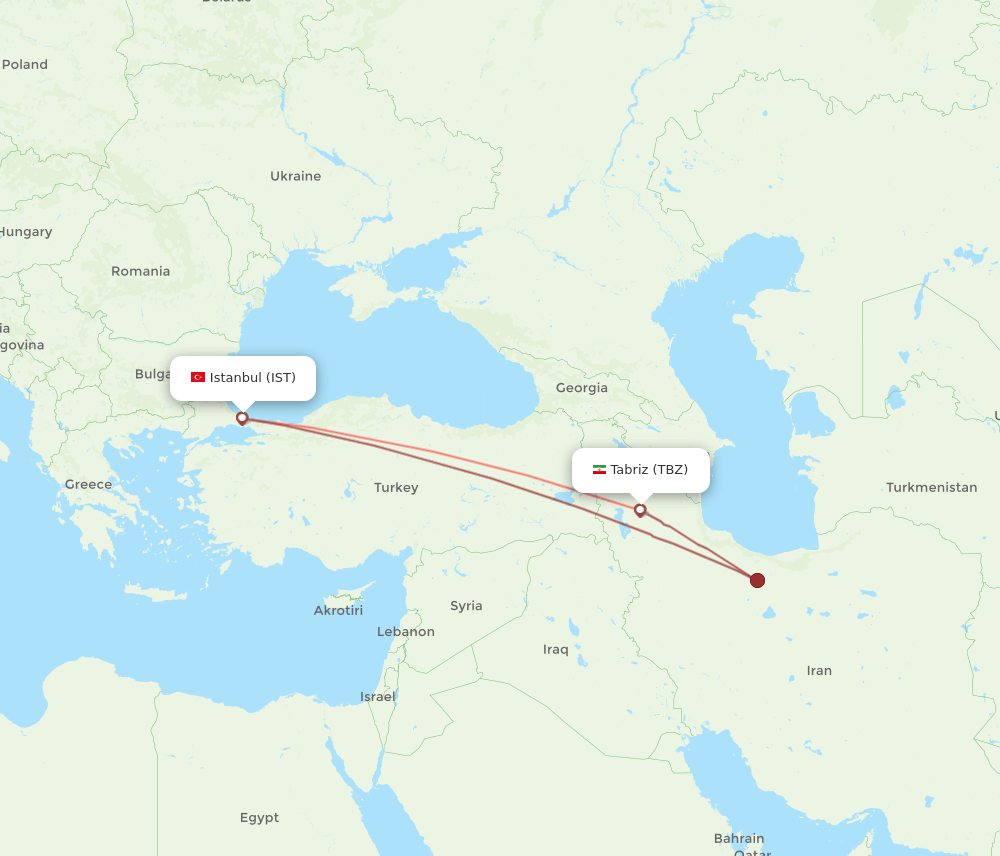 TBZ-IST flight routes
