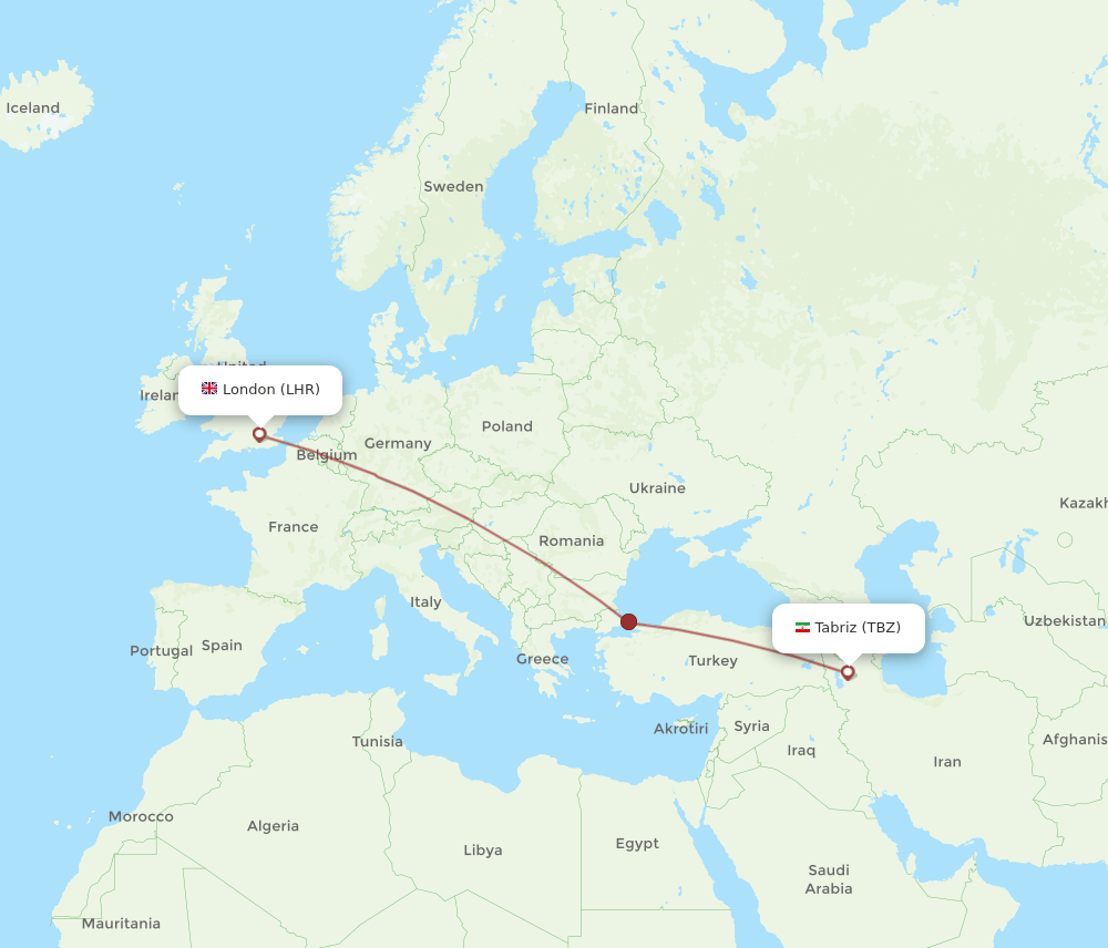 TBZ-LHR flight routes