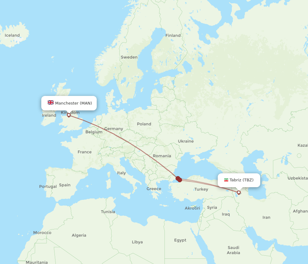 TBZ-MAN flight routes