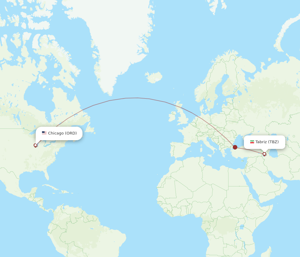 TBZ-ORD flight routes