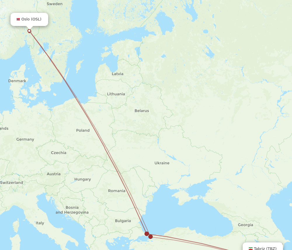 TBZ-OSL flight routes