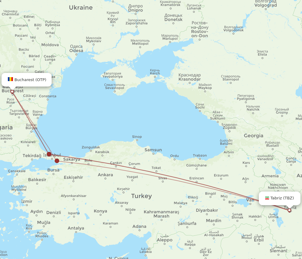 TBZ-OTP flight routes
