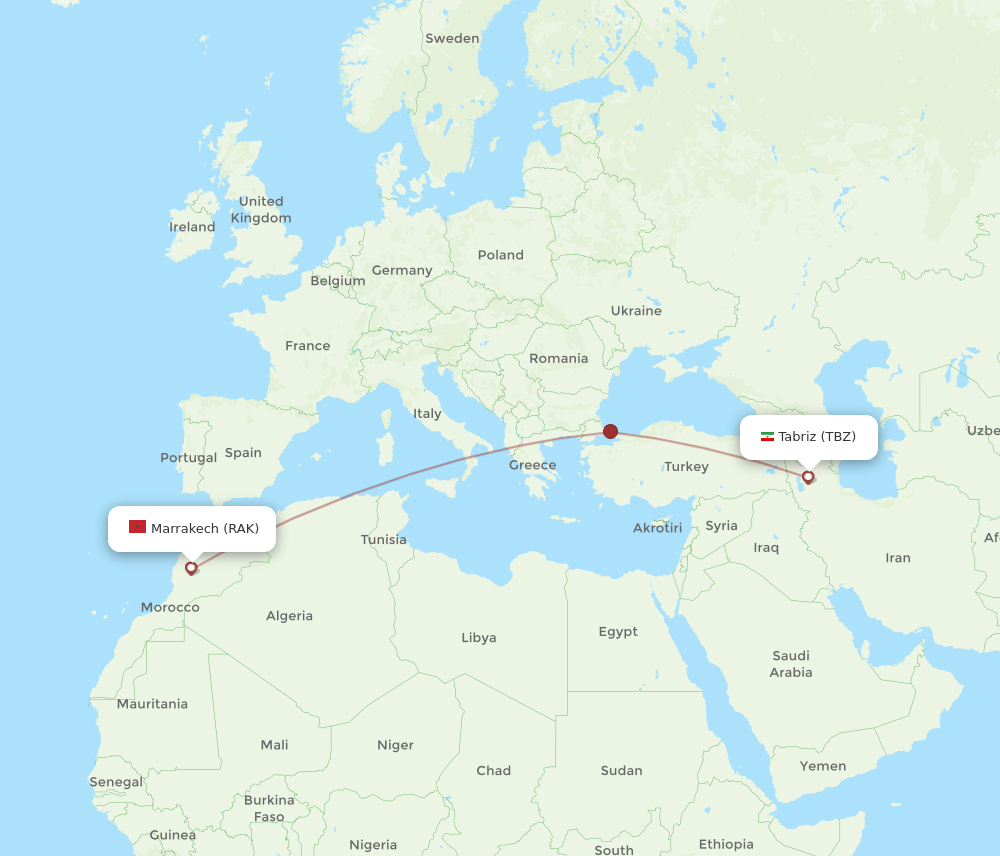 TBZ-RAK flight routes