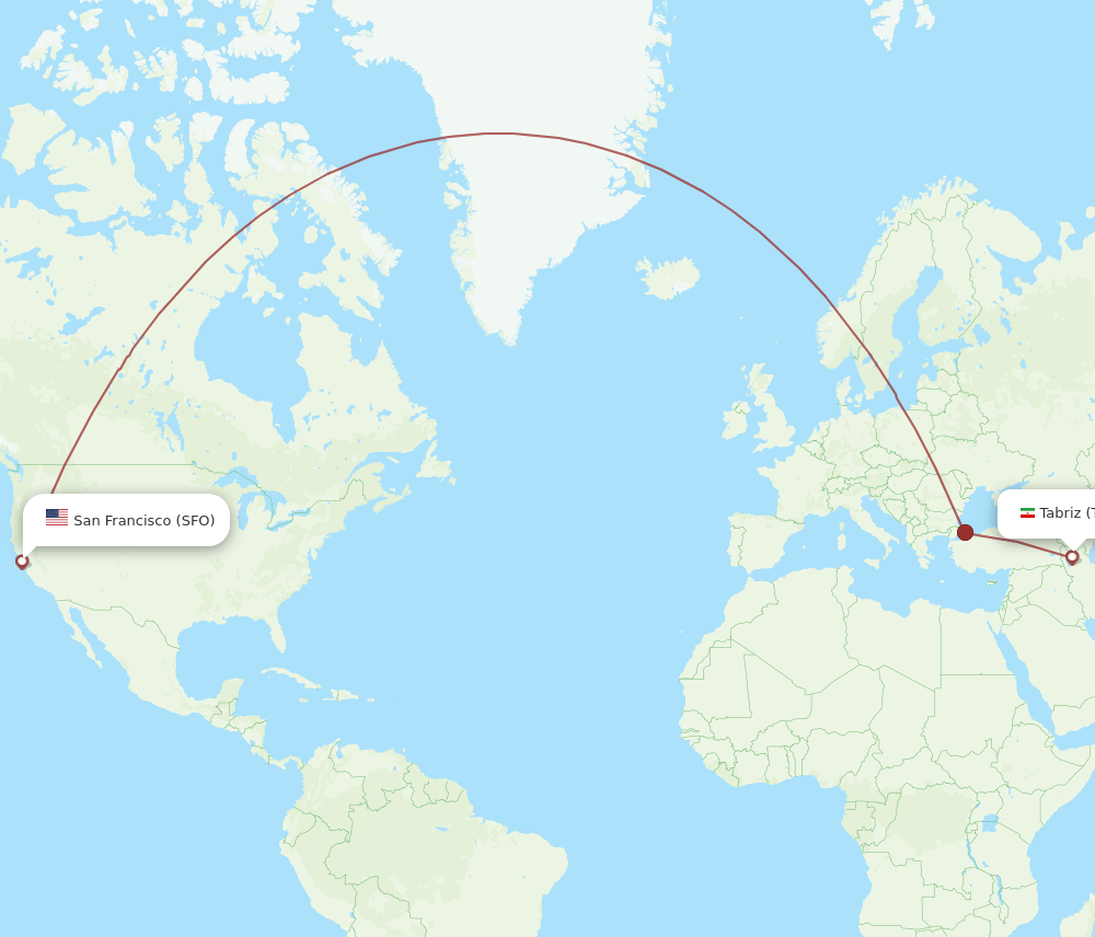 TBZ-SFO flight routes