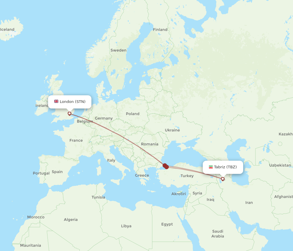 TBZ-STN flight routes
