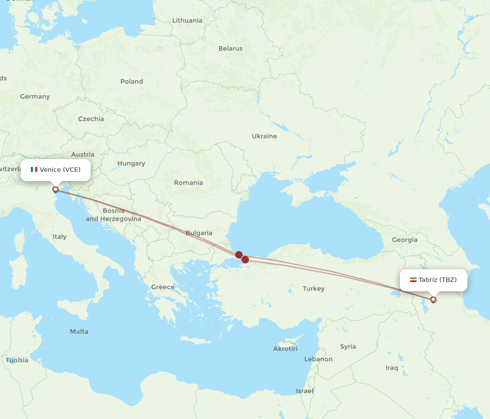 TBZ-VCE flight routes