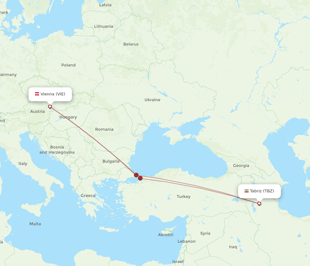 TBZ-VIE flight routes