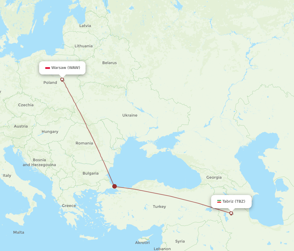 TBZ-WAW flight routes