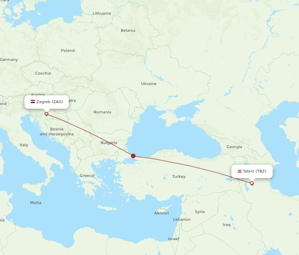 TBZ-ZAG flight routes
