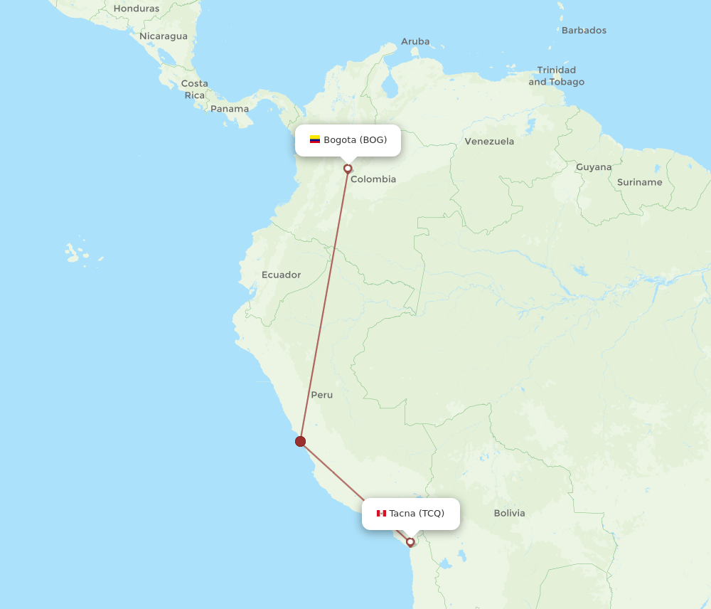 TCQ to BOG flights and routes map
