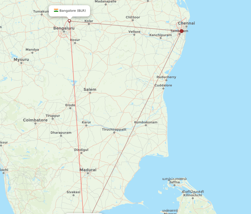 TCR-BLR flight routes