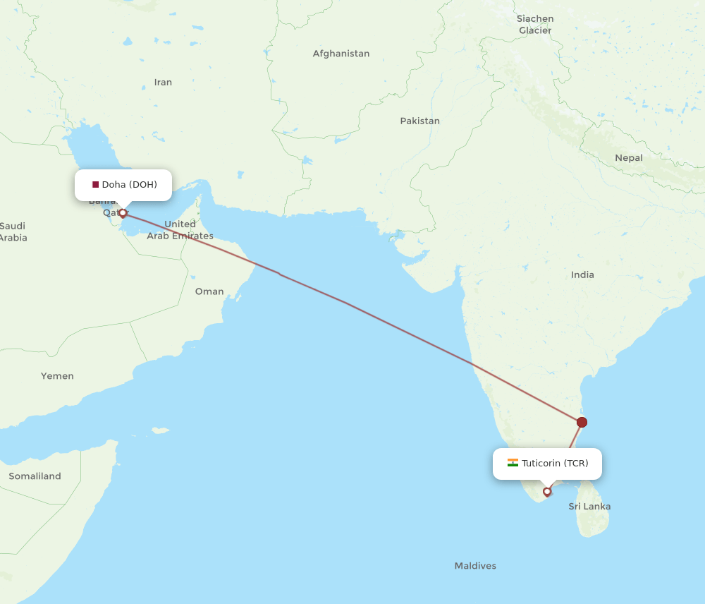 TCR-DOH flight routes
