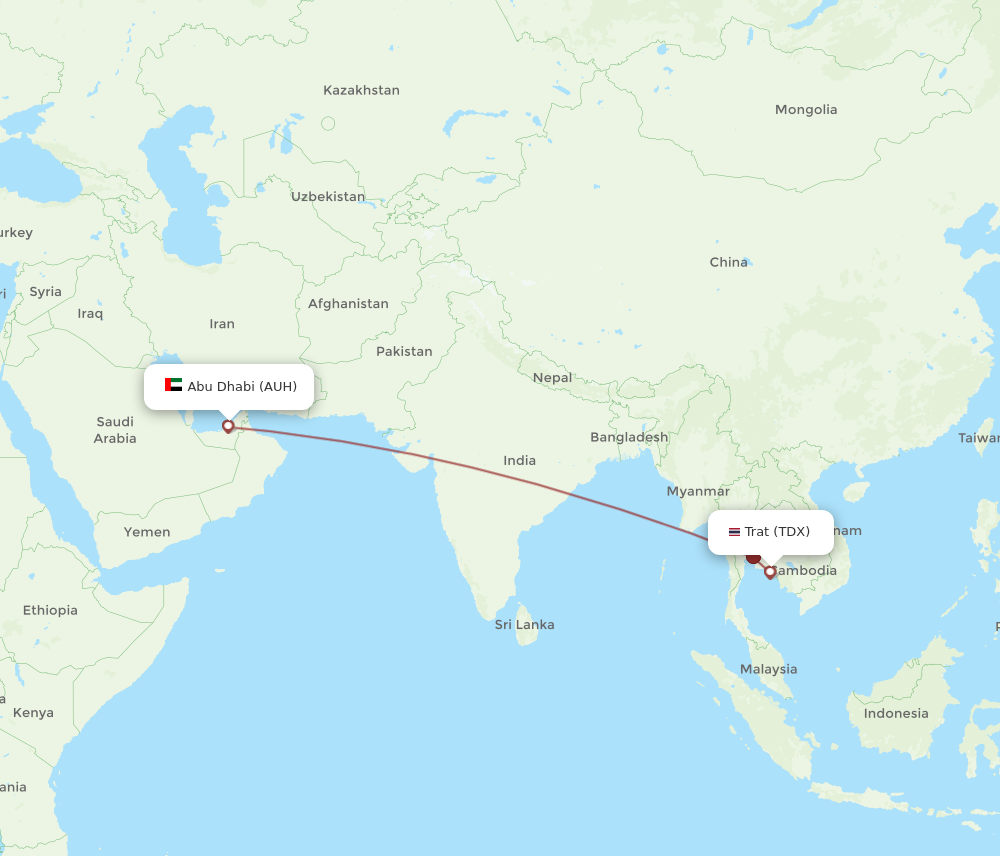 TDX to AUH flights and routes map