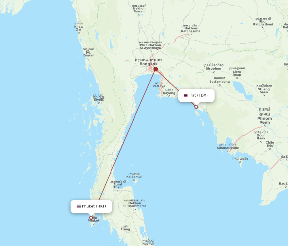 TDX-HKT flight routes