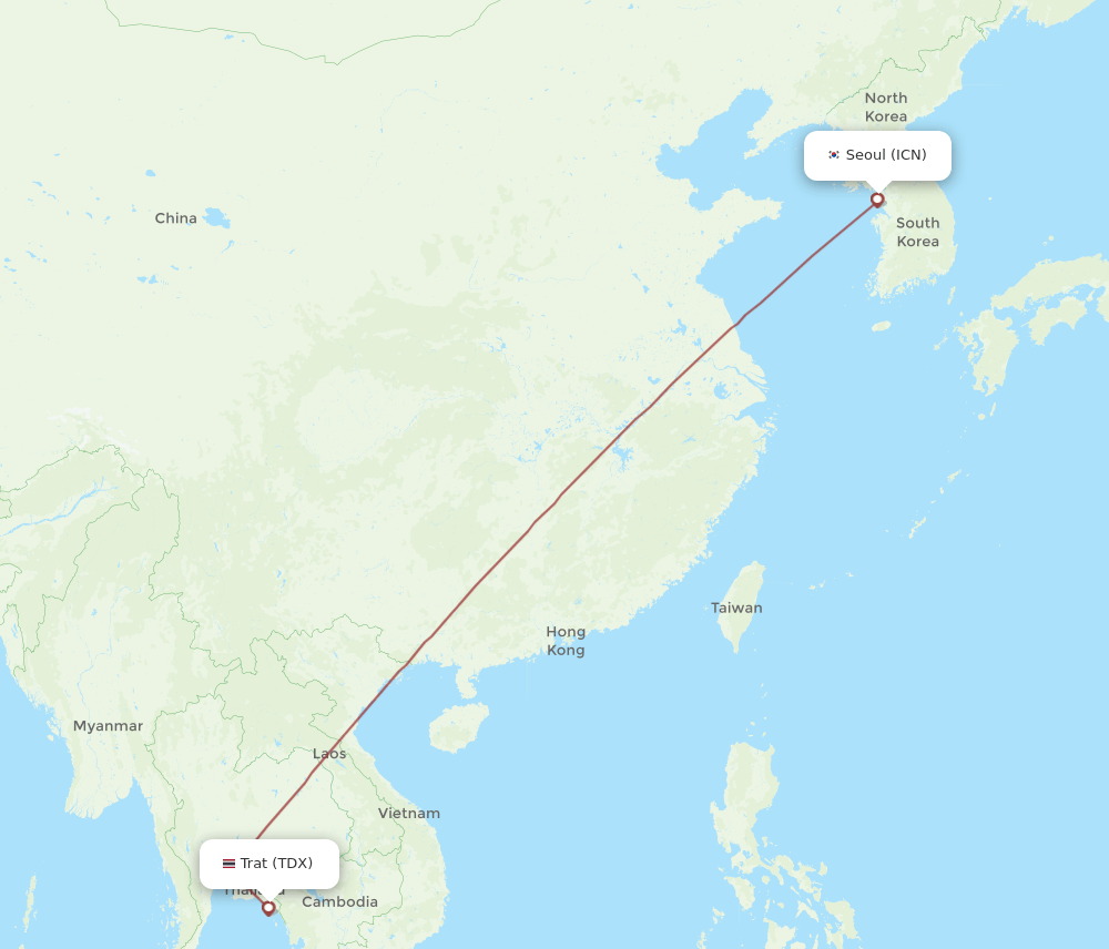 TDX to ICN flights and routes map