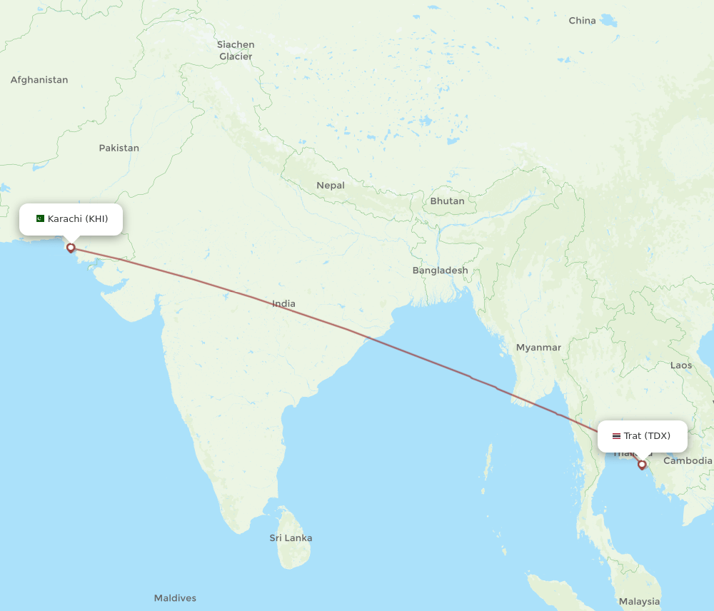 TDX-KHI flight routes