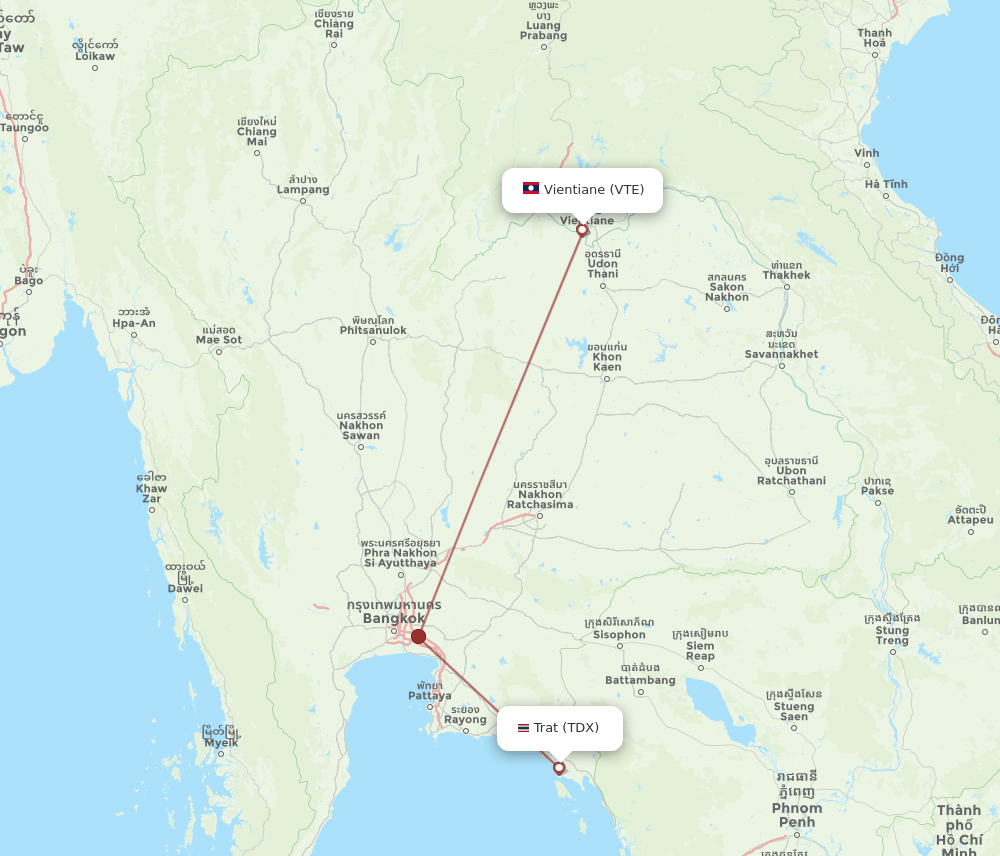 TDX to VTE flights and routes map