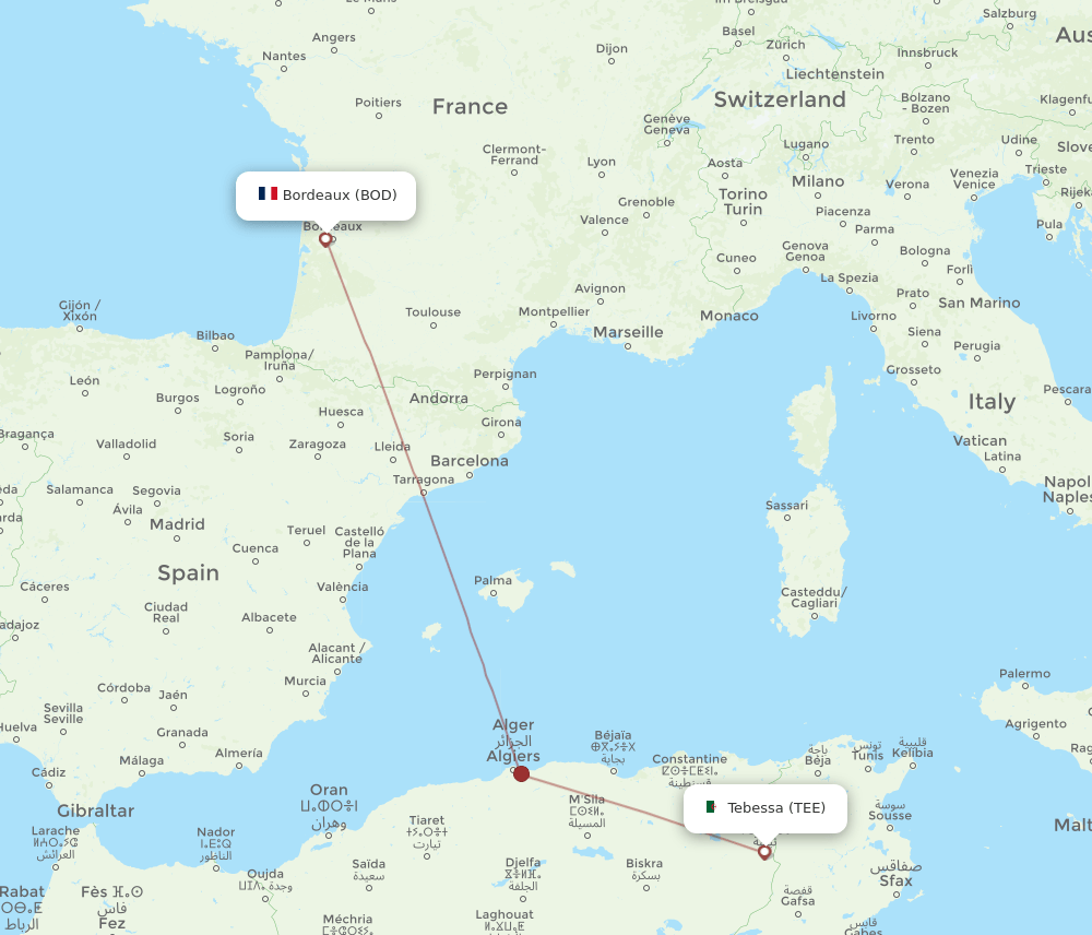 TEE-BOD flight routes