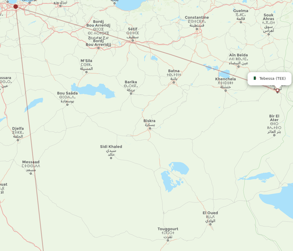 TEE-GHA flight routes