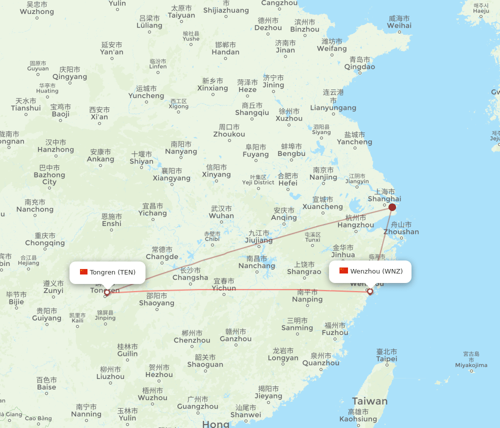 TEN-WNZ flight routes