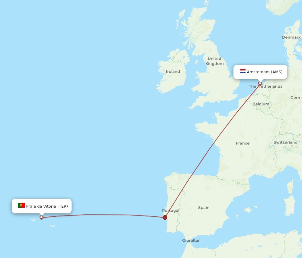 TER to AMS flights and routes map