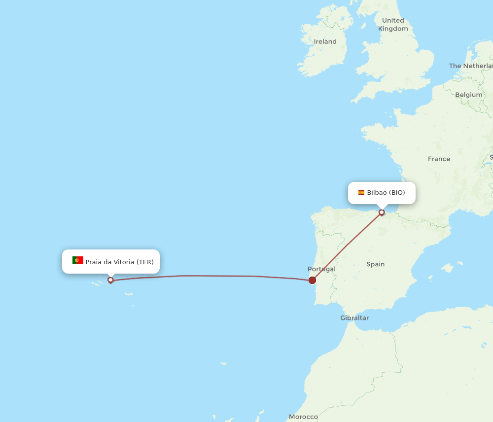 TER to BIO flights and routes map