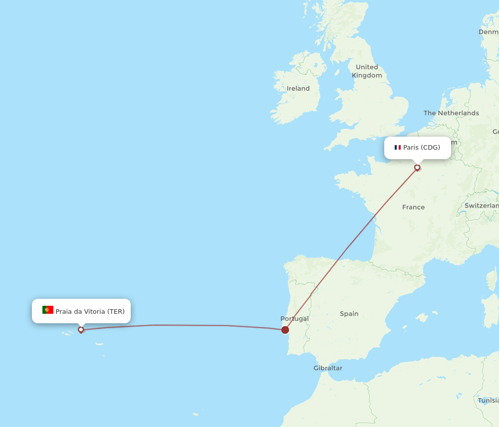 TER to CDG flights and routes map